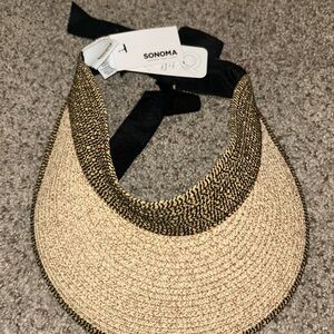Sonoma Woven Straw Visor with Black Ties